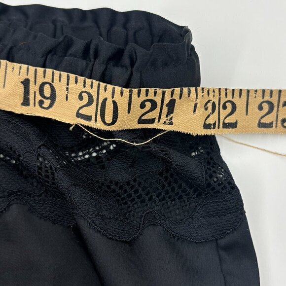 laVie en Rose Black Satin Sleep Shorts Lace Sides/Back Drawstring XXL - Picture 8 of 9